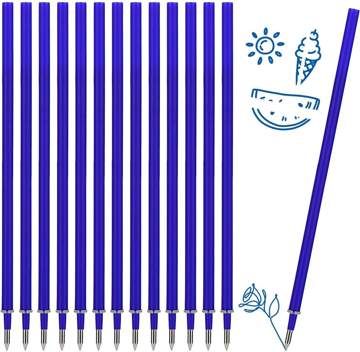 Set van 14 navullingen, uitwisbaar, blauw, compatibel met Legami, 0,7 mm, thermogevoelige inkt, sneldrogend - ShopVlot