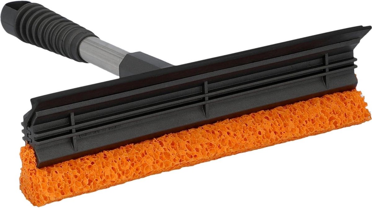 Ruitenreiniger met Spons - Glaswasser Trekker - Streeploos Ramen - Geïntegreerde Treklip - 25 cm Lengte - Grijs