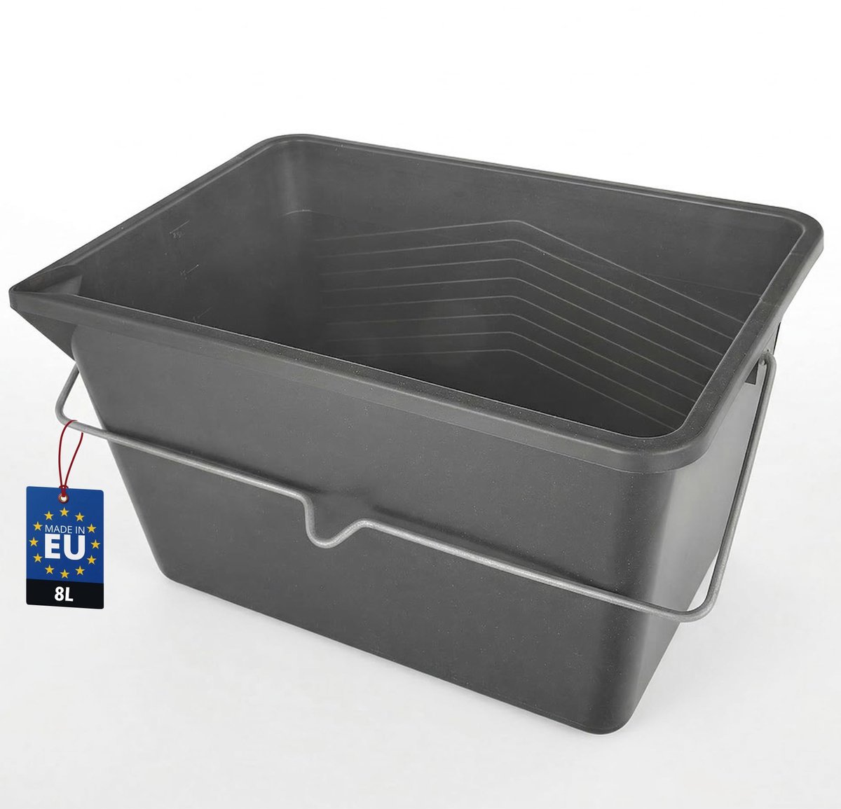 BAKOKI Verfemmer 8 liter, hoekige schilderemmer van kunststof met metalen handvat en gietrand, stabiel, rechthoekig en - ShopVlot