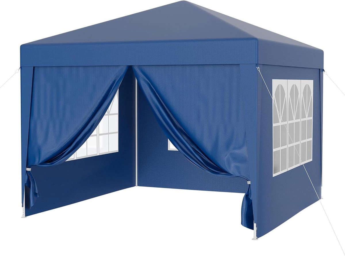 Tuinpaviljoen Blauw - Partytent Feesttent - Buitenfeest Organiseren - Afneembare Zijkanten - 3 x 3 Meter - Blauw