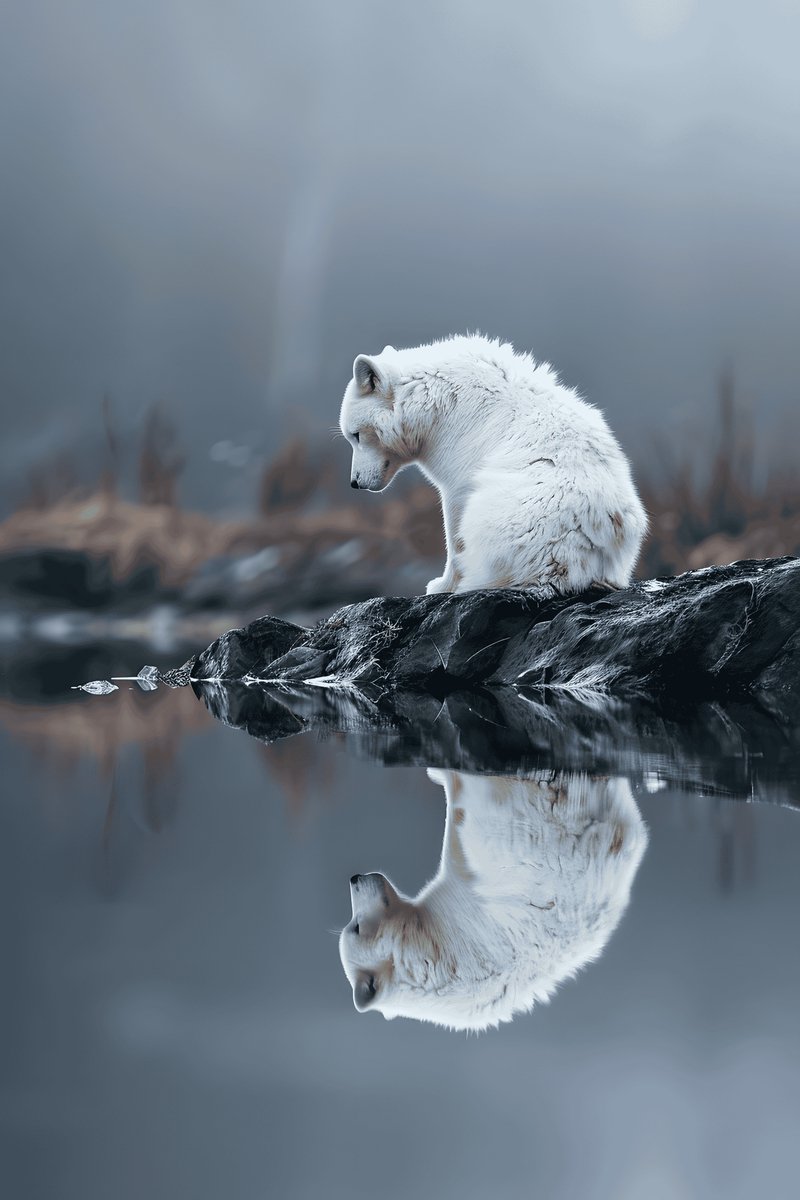 Witte Vos Poster - Wildernis - Bosrijk - Natuurschoon - Dierenleven - Sereen - posters - formaat 70x100cm - Wanddecoratie - L2594MT