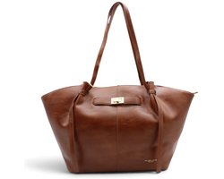 Flora&Co - SOLENE - vintage look - grote handtas/tote bag - camel/bruin - geschikt voor A4 - ideaal voor school- of werktas