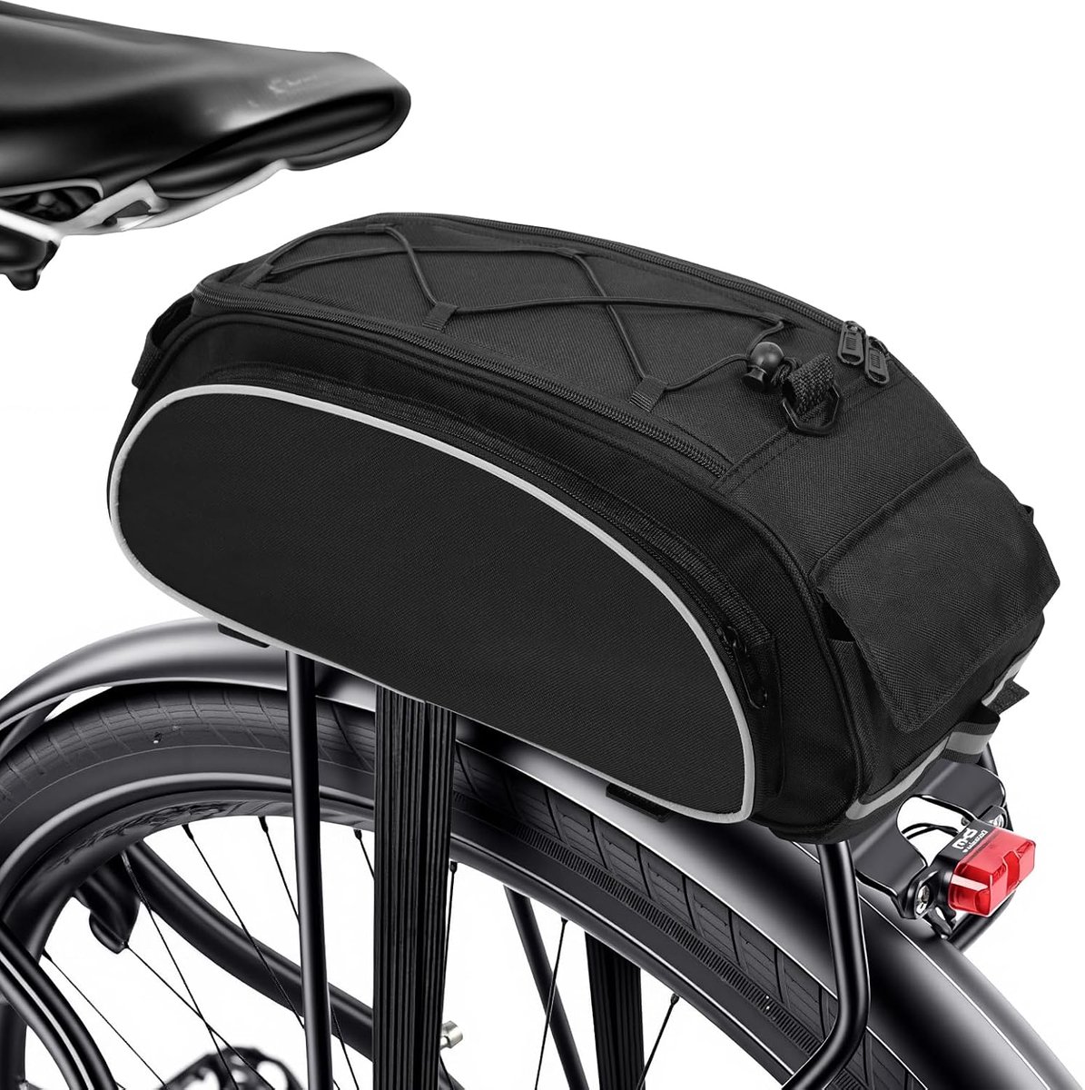 Waterdichte 3-in-1 fietstas, 10 liter, reflecterende bagagetassen, zwart, kofferbak- en zadelzak voor elektrische mountainbikes, outdoor, reizen, sport