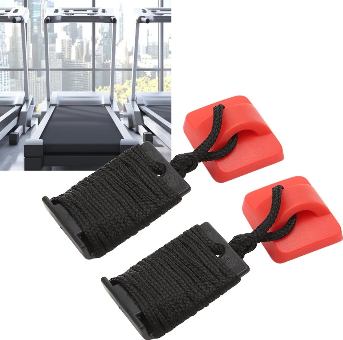 Twee universele magnetische noodstopschakelaars (rood) Geschikt voor loopbanden en fitnessapparatuur.