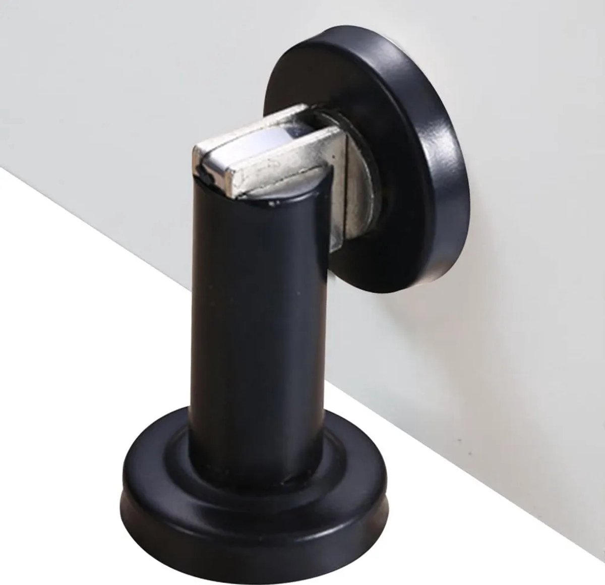 Magnetische deurstopper, deursluiting van geborsteld roestvrij staal, modern en minimalistisch design, stevig en duurzaam, kindveilige deurstopper, kan aan de muur of op de vloer worden gemonteerd.
