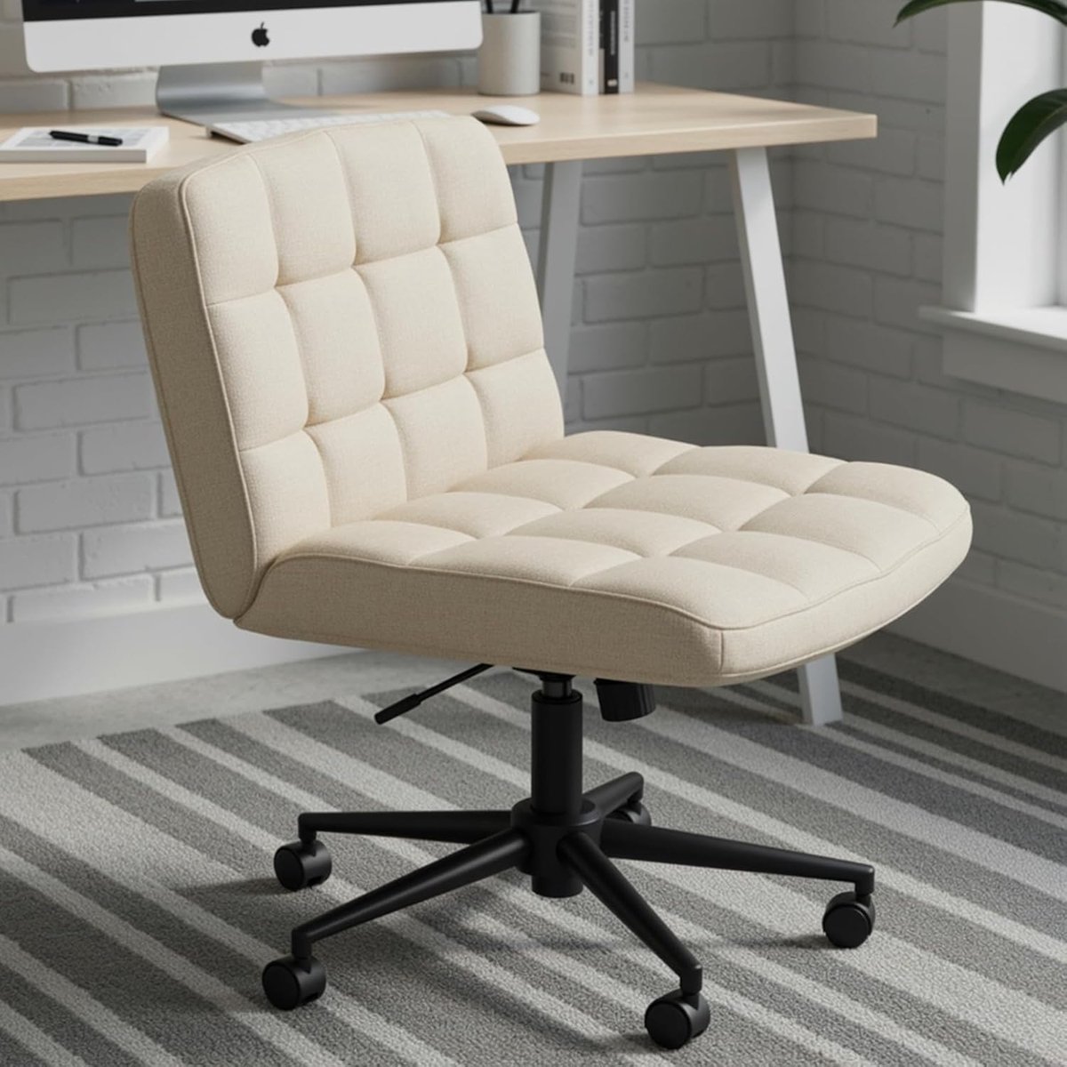 LIFERUN Bureaustoel - Ergonomisch- Verstelbaar - voor Kantoor - Werkkamer - Beige