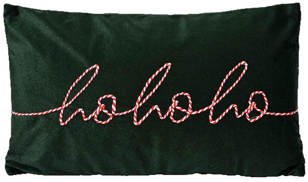 Kaemingk kerstkussen hohoho donkergroen rood wit 50 x 30 cm
