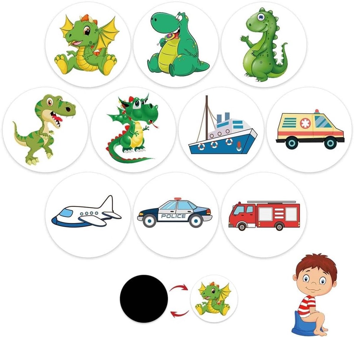 Set van 10 herbruikbare stickers voor potten, dieren thema, kleurverandering, leuk en praktisch