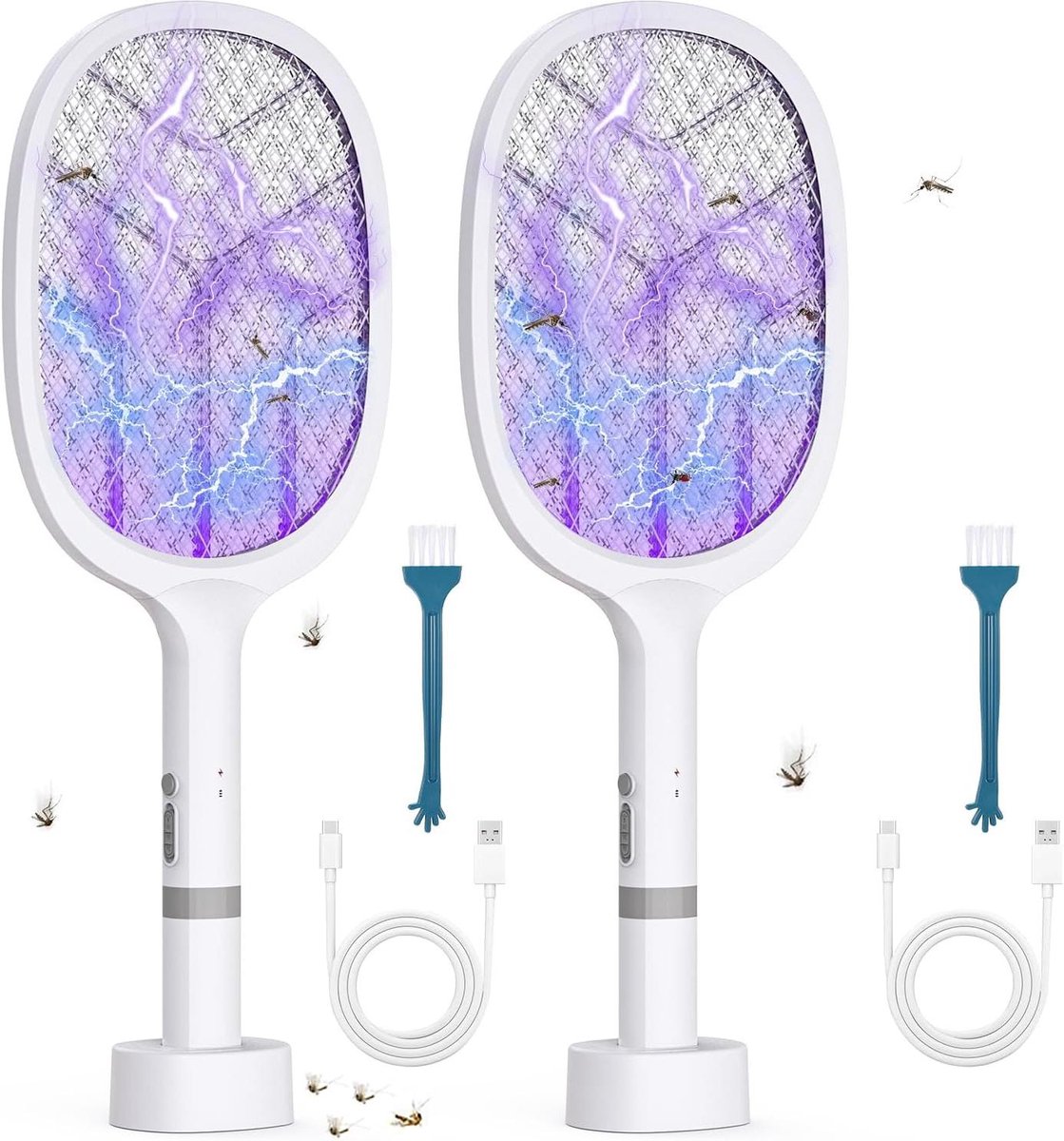Elektrische Vliegenmepper - Muggenlamp - Ongedierte Bestrijden - 2-in-1 Functie - 2 Stuks - Wit