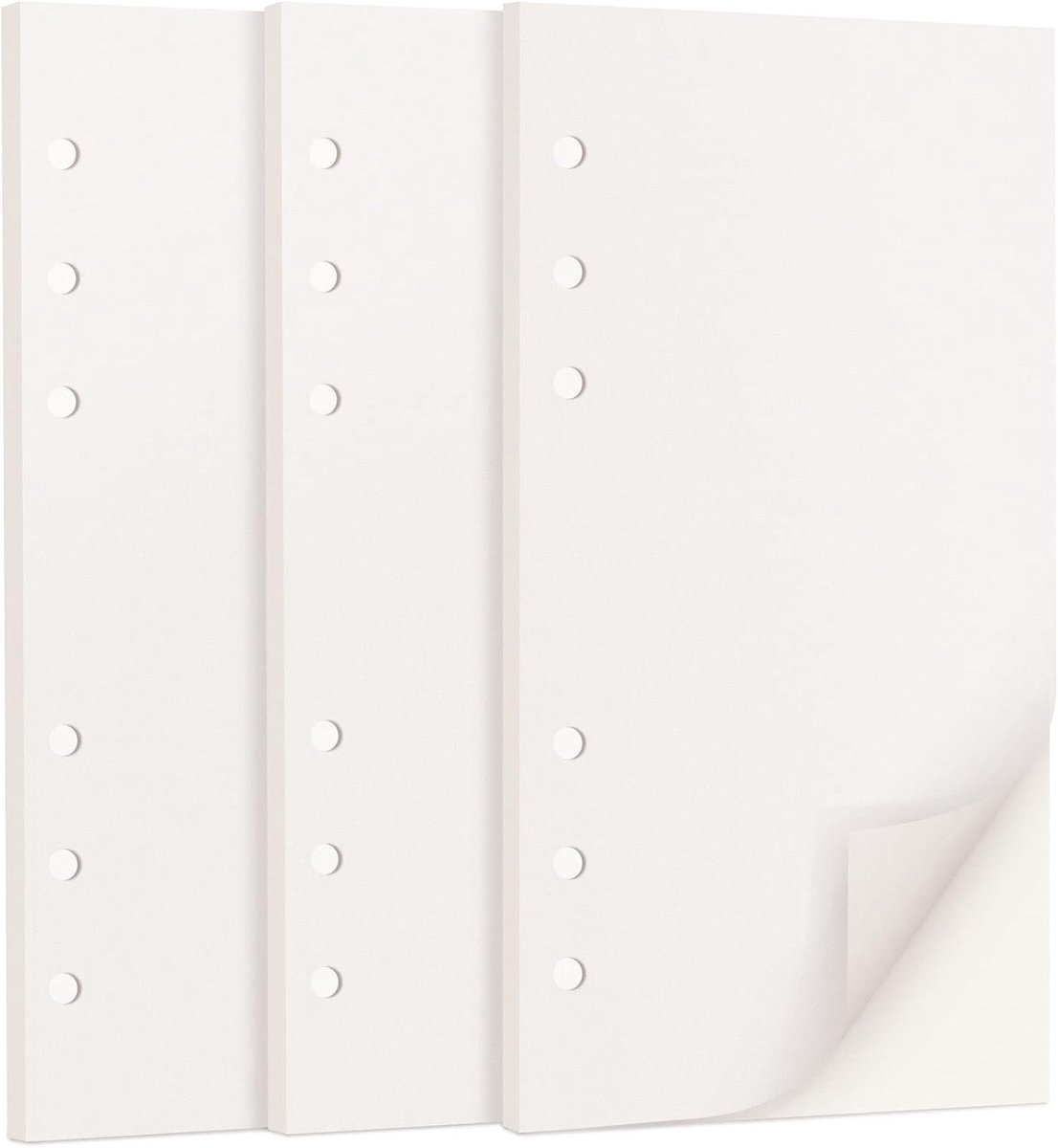 Blanco Refill Vellen 6 Gaten - 171x94 mm 135 Stuks 100 G/M² Crèmewit - Notitieboekje Vullingen voor 6-Rings Systeem, Zelf In te Delen, Stevig Papier - Gaten 5 mm, School Kantoor Dagboek