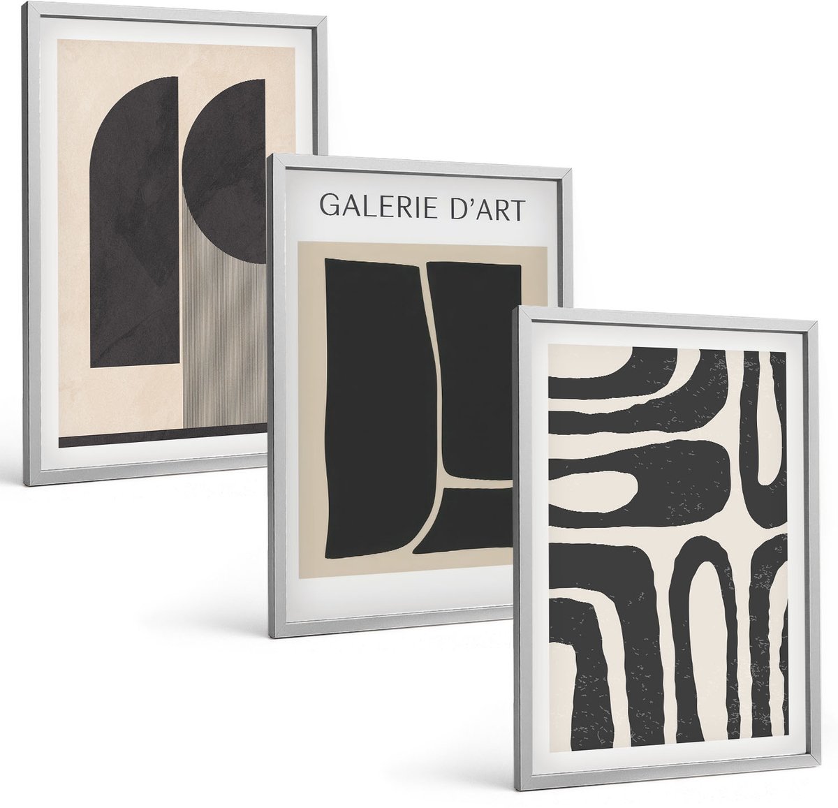 Coloray 3-Delige Schilderij Set - Abstracte Vormen Minimalistische Posters - 40 x 60 cm - Muurdecoratie - Interieur Decoratie - Decoratieve Schilderijen