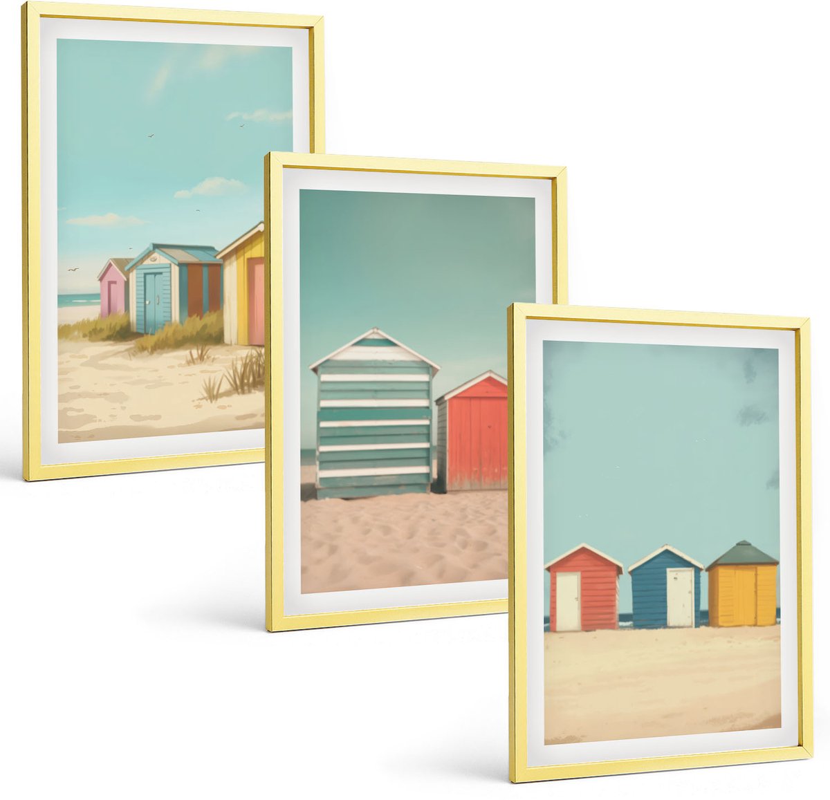 Coloray 3-Delige Schilderij Set - Rustig Meer, Bos En Boot In De Ochtendmist - 40 x 40 cm En 40 x 60 cm - Decoratieve Muurdecoratie - Slaapkamer - Stijlvolle Muurdecoratie