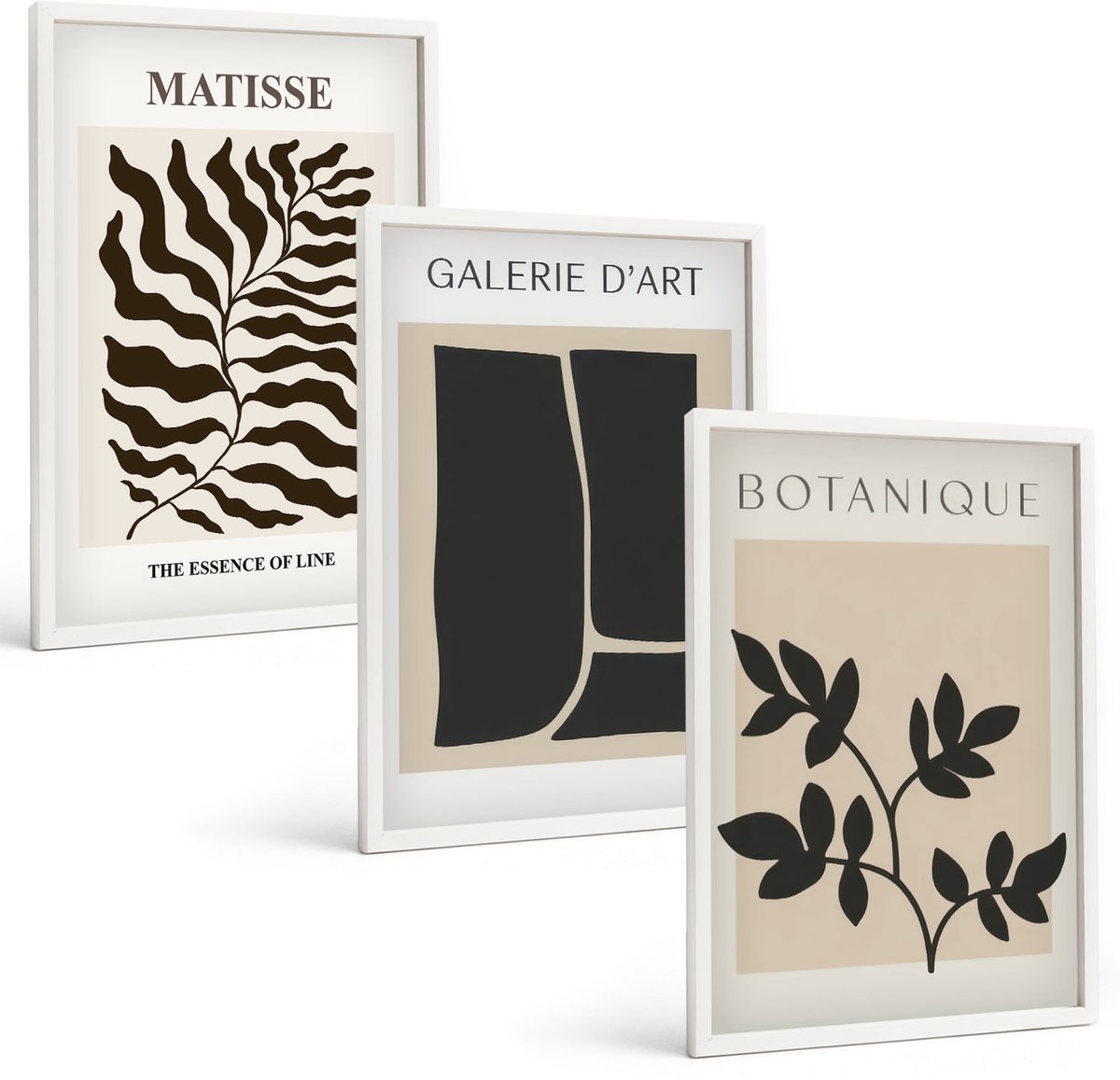 Coloray 3-Delige Schilderij Set - Minimalistische Posters Met Plantenpatronen En Abstracte Kunst. - 40 x 60 - Decoratieve Schilderijen - Wanddecoratie - Hal