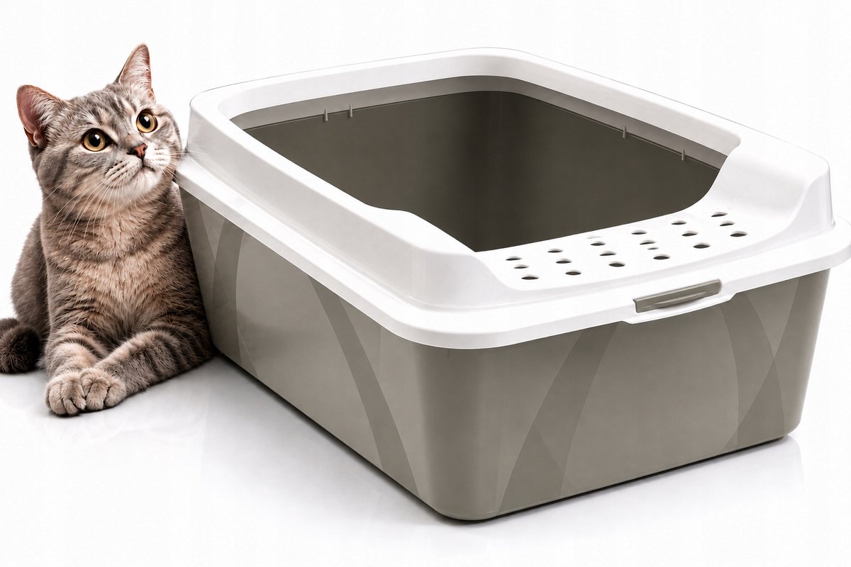 Bonnie Kattenbak met Rand Cappuccino 30L - Open Bak voor Kattenbakvulling