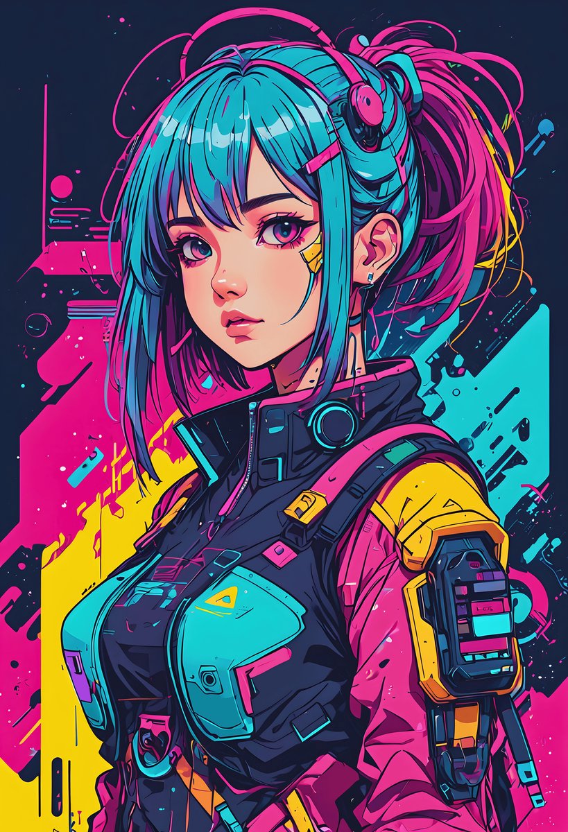 Sci-Fi - Techniek - Portret - Meisje - Futuristische - Kunst - Unieke - posters - formaat 70x100cm - Wanddecoratie - L2852MT