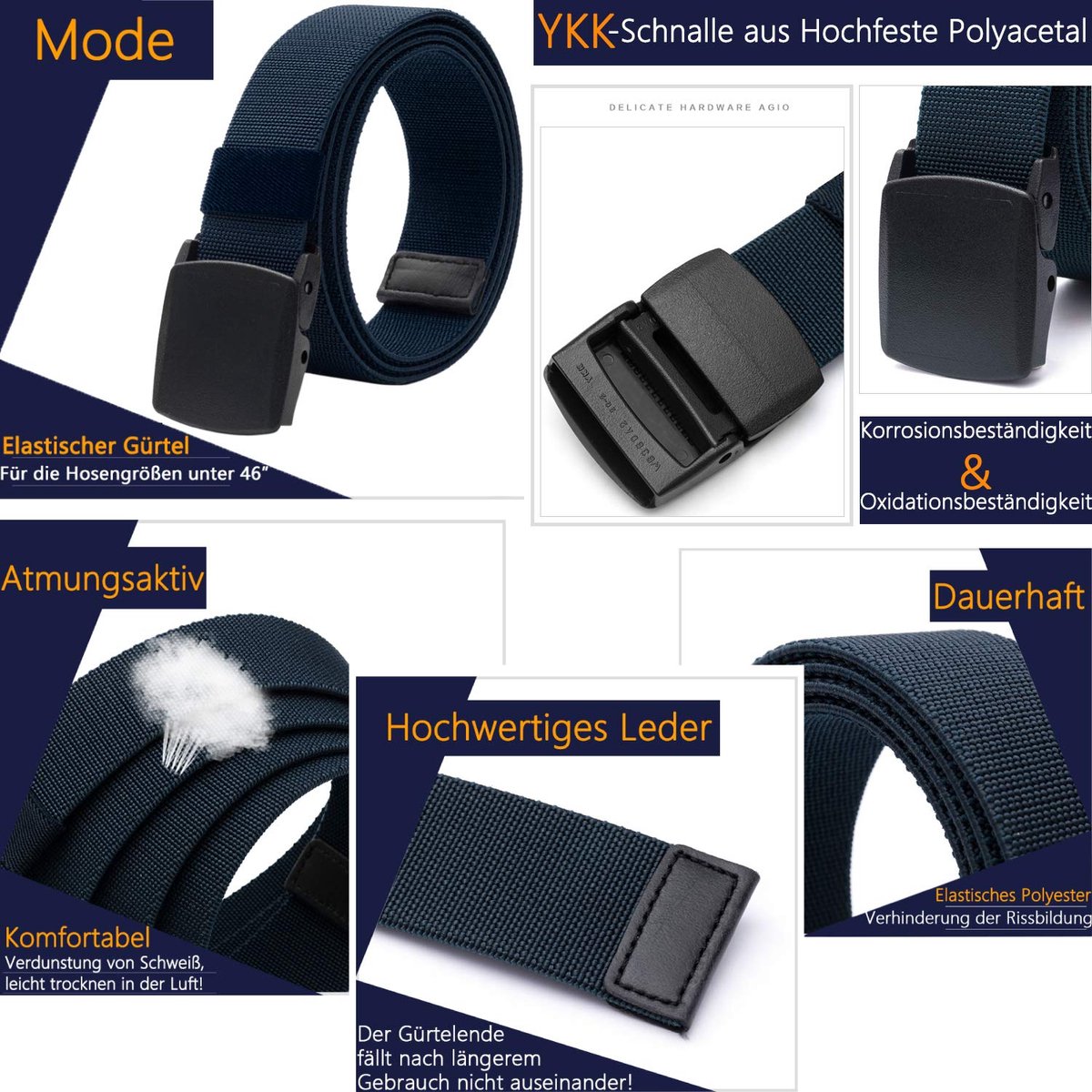 LionVII Heren Elastische riem Tactical Military met kunststof gesp 130 cm, grijs, one size - ShopVlot