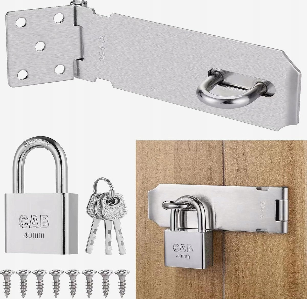 Roestvrijstalen Hangslot 13cm met Bevestigingsbeugel - Veiligheid voor Huis & Tuin