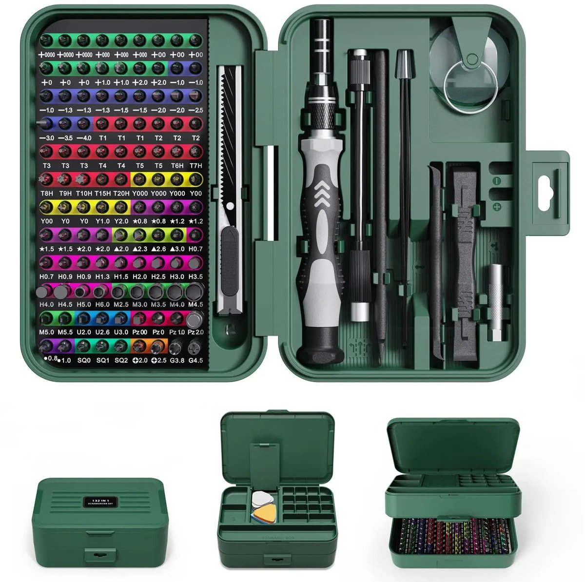 Compacte Serie - Precisie Schroevendraaierset - Magnetisch - Opbergdoos - Reparatieset - Voor Elektronica - Model 132 In 1 - 132-in-1 Zwart