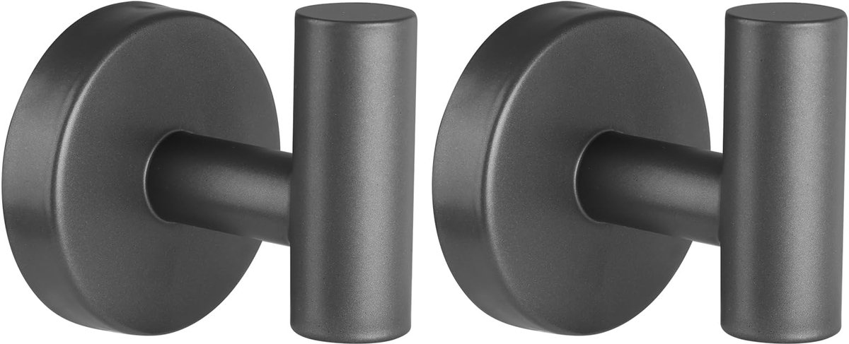 2 stuks badkamer handdoekhaak, schroef in metalen kapstokhaken mat zwart badjas haak SUS 304 roestvrij staal zwaar belastbare deurhaak handdoek badjas kleding kast sponzen houder voor badkamer
