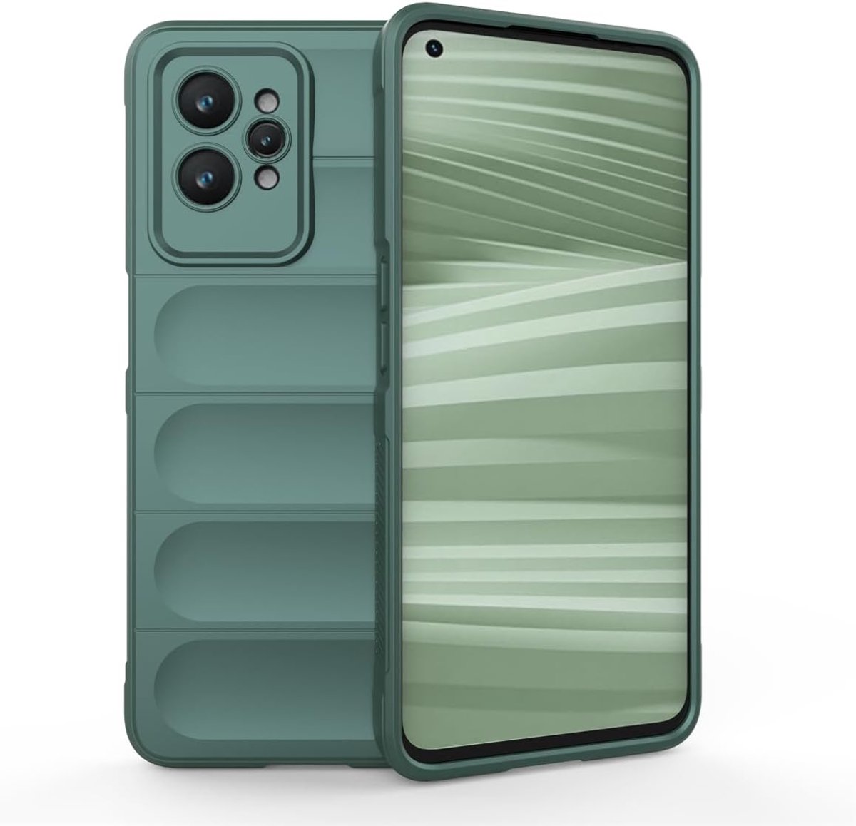 Beschermhoes van vloeibare siliconen voor Realme GT 2 Pro 5G (GT2 Pro) met kiembescherming en zachte binnenvoering van microvezel, volledige bescherming, schokbestendig, groen