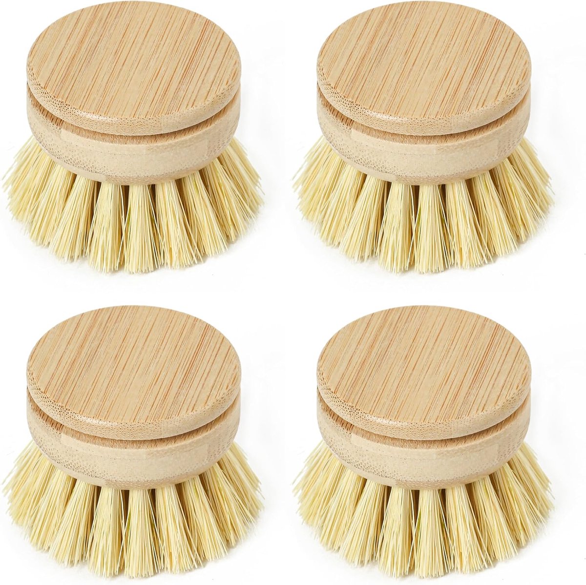 Culture Vervangende borstelkoppen voor Eco Afwasborstel • Houten waskoppen Pakket van 4 • Uitwisselbare zachte borstelvullingen • Natuurlijke afwasschrubbers • Zero Waste schoonmaakproducten