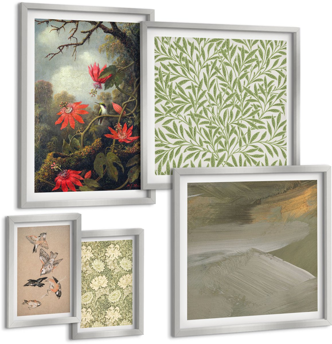Coloray 5-Delige Schilderij Set - Bloemen Van De Markten Van Kingston, Chicago En Seoul In Een Retrostijl. - 20 x 30 cm - Muurdecoratie - Interieur Decoratie