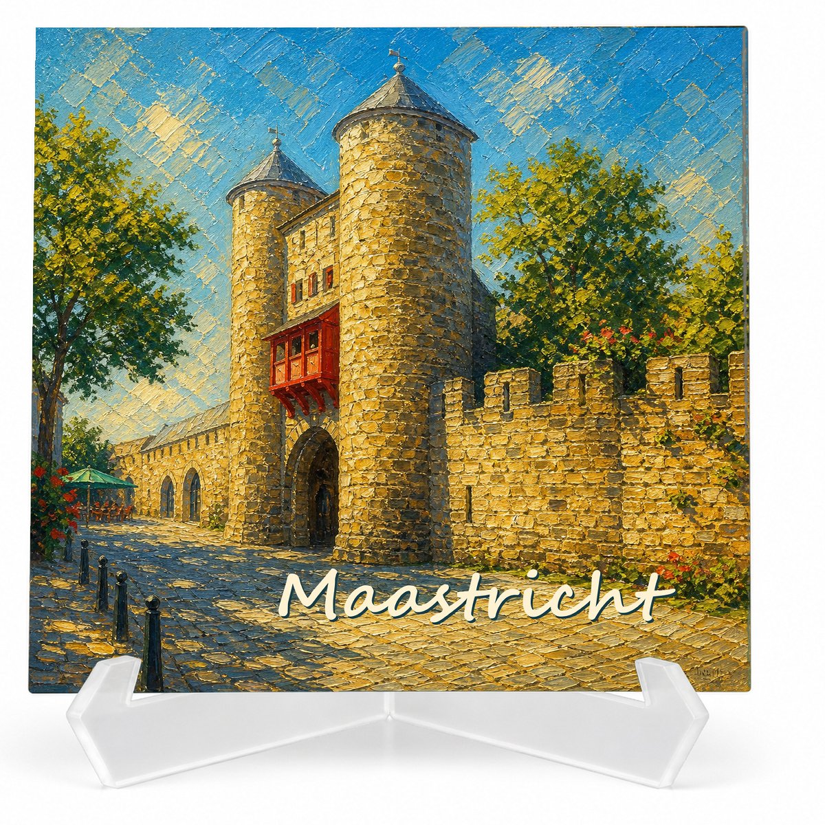 Kleurmedia Tegeltje Maastricht – Helpoort – Keramiek 15 x 15 cm – Inclusief transparante houder – Souvenir