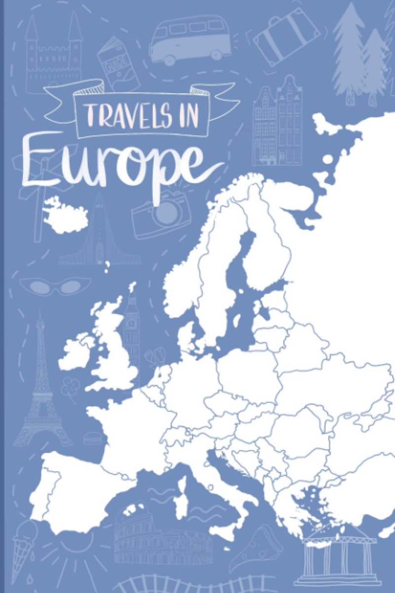SnelShoppen - Blauwe Europa Reisdagboek met Planner: Inclusief Europa Kaart, Checklists, Inpaklijst, Reisplanner, Kalenderpagina's en Lege Lijnenpagin