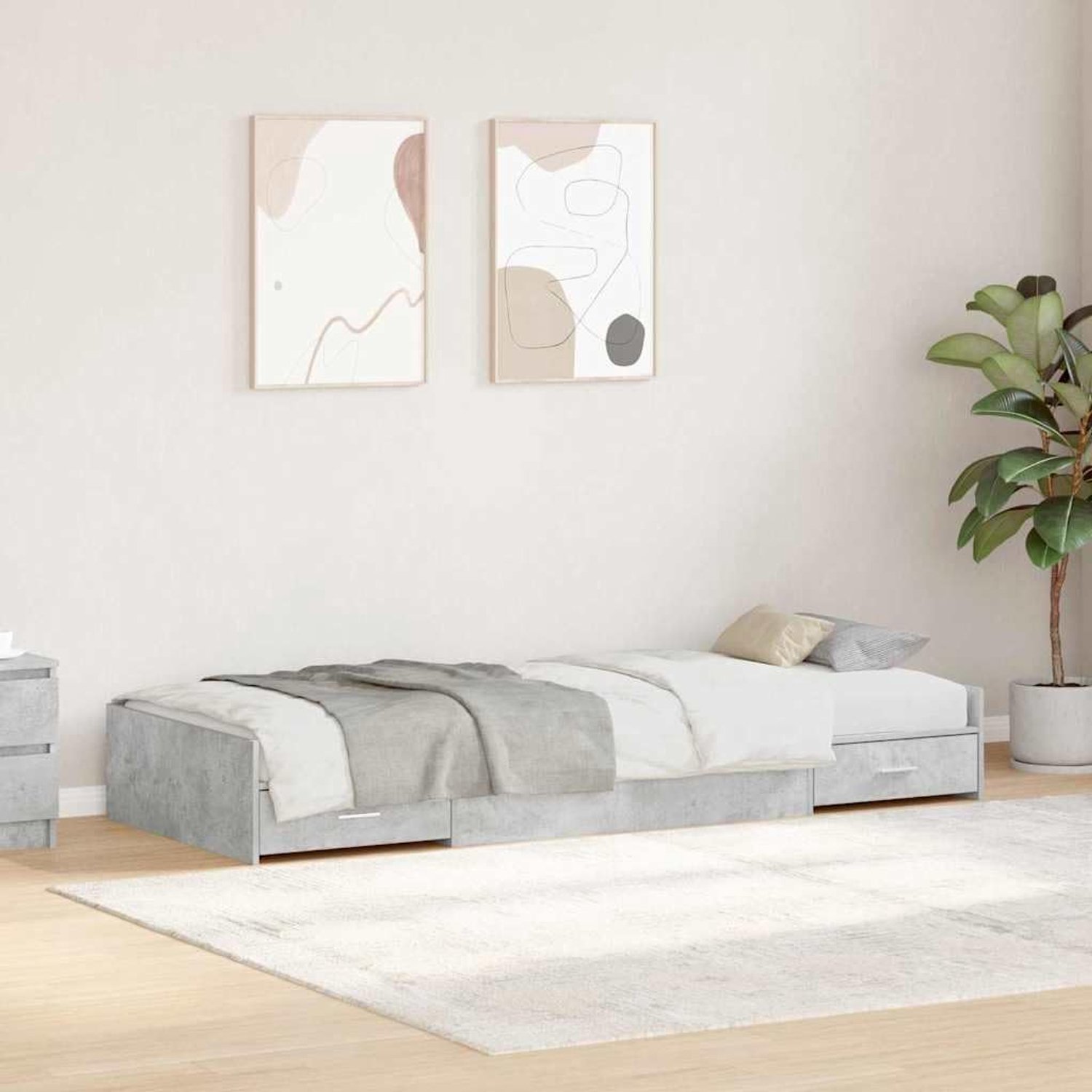 Hout massief grenen betongrijs design slank 100 x 200 cm