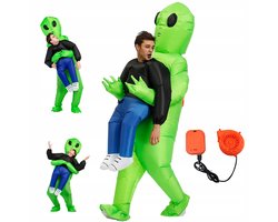 Opblaas Kostuum Gedragen Door Alien - Alienpak Mascotte Opblaaspak - Opblaasbare Alien Pak Ontvoering - Opblaasbaar Buitenaards Kostuum voor Volwassenen - 1,6-1,9m - Voor Halloween & Carnaval & Themafeest