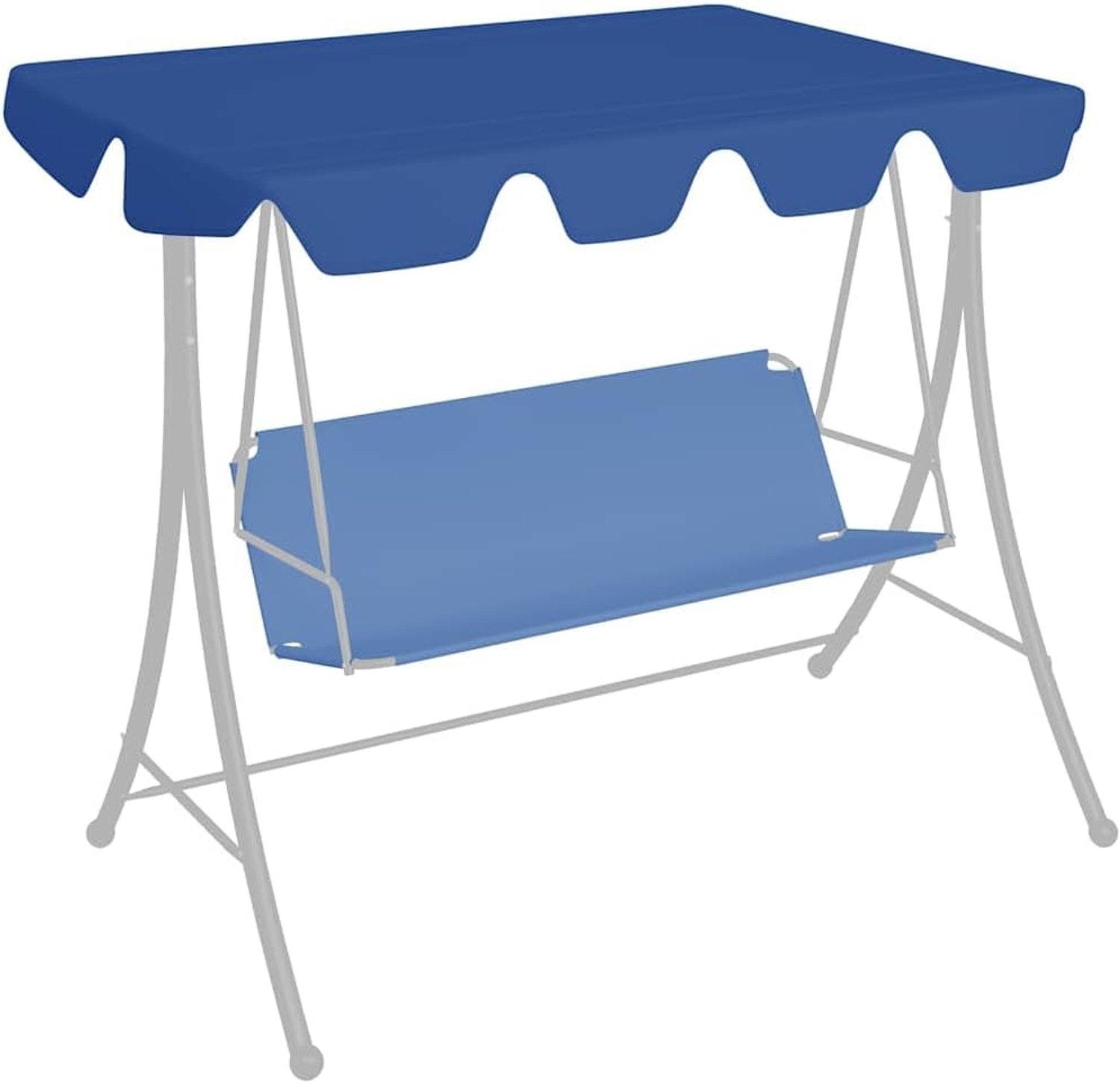 Dak voor schommelbank, zonnedak voor tuinschommel, weerbestendig dakzeil, polyester bekleding, blauw, 150 x 105 cm