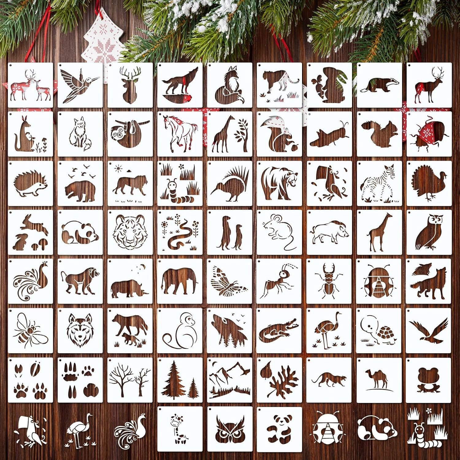 66 stks herbruikbare schildersjablonen dieren stencils schilderen plastic huisdecoratie tekening voor doe-het-zelf - Vemera