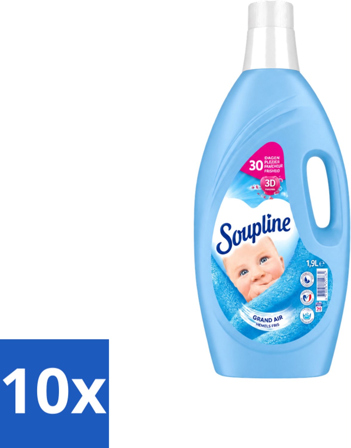 10 x Soupline – Wasverzachter – Hemels Fris – 1,9 L - Voordeelverpakking - 10 stuks