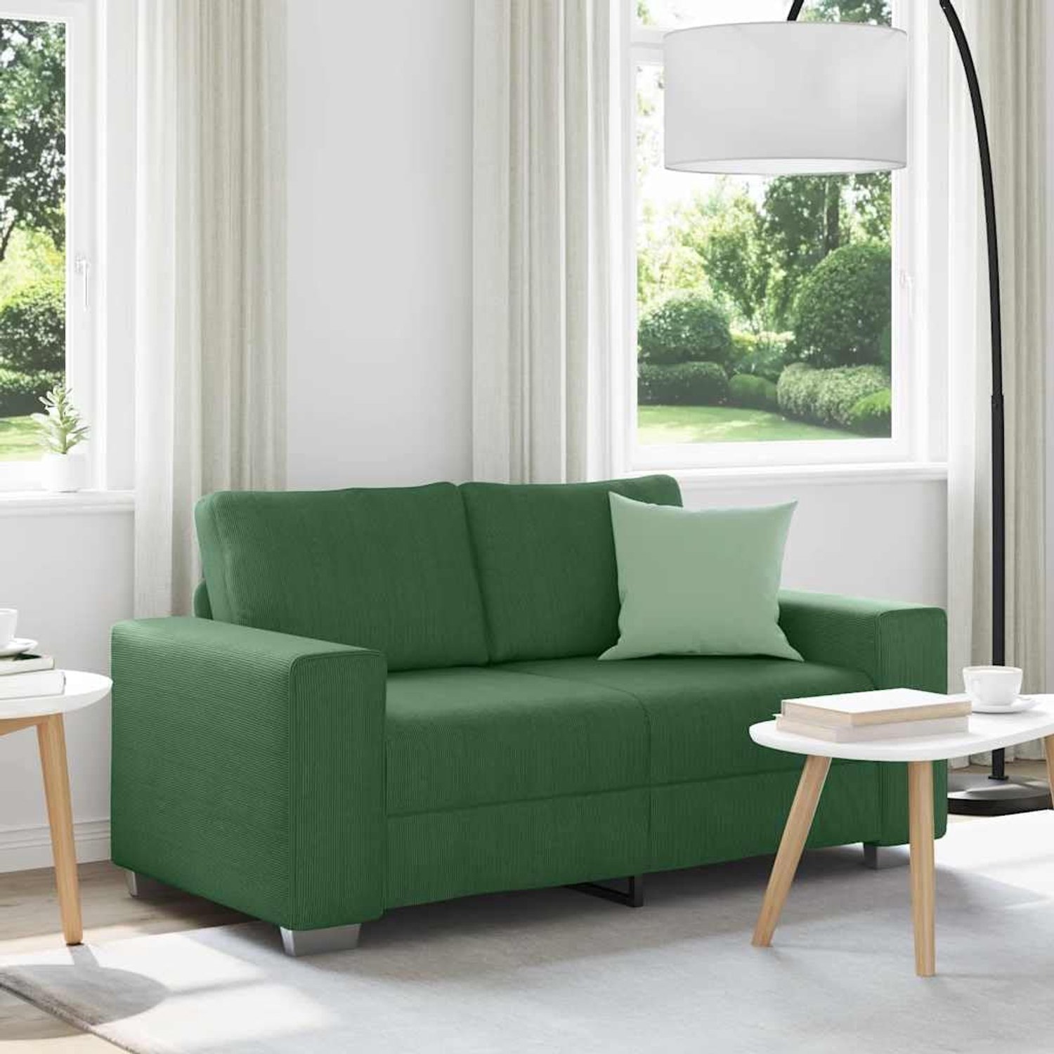 Donkergroen Gezellige Corduroy fauteuil met gewatteerde zitkussens voor ontspanning en woonkamer. 120 cm Corduroy stof
