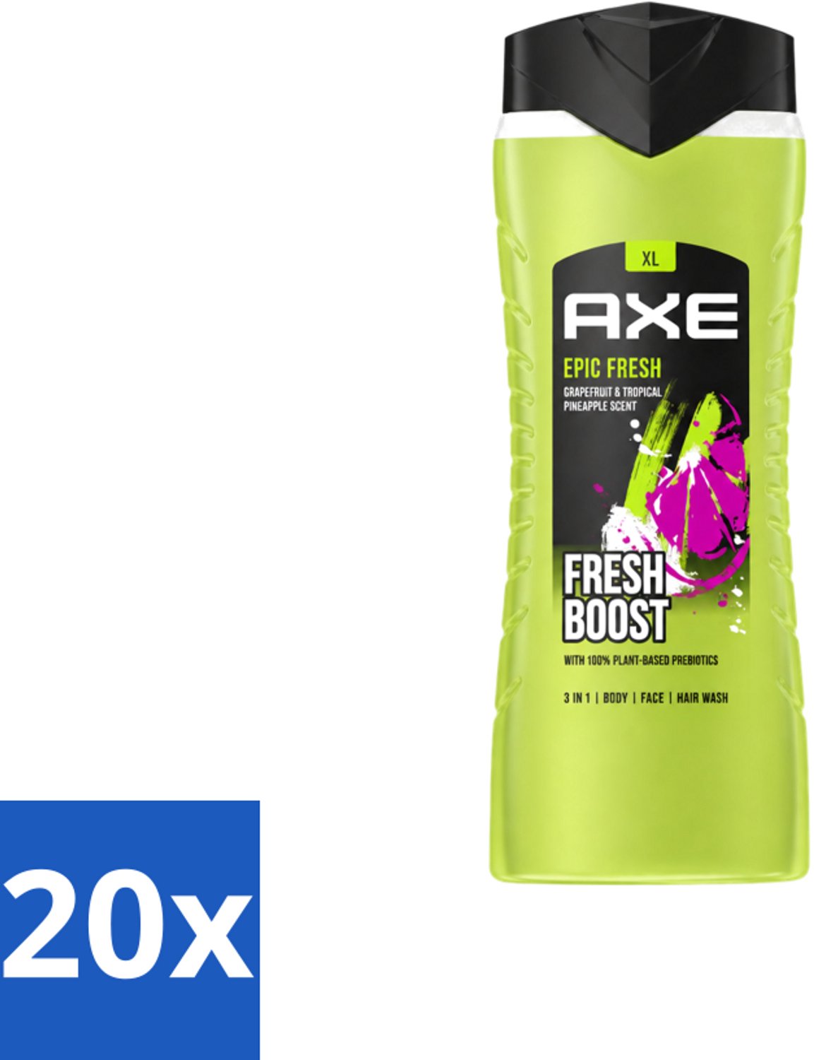 20 x AXE – Douchegel – Epic Fresh Fresh Boost 3-in-1 – 400 ml - Voordeelverpakking - 20 stuks