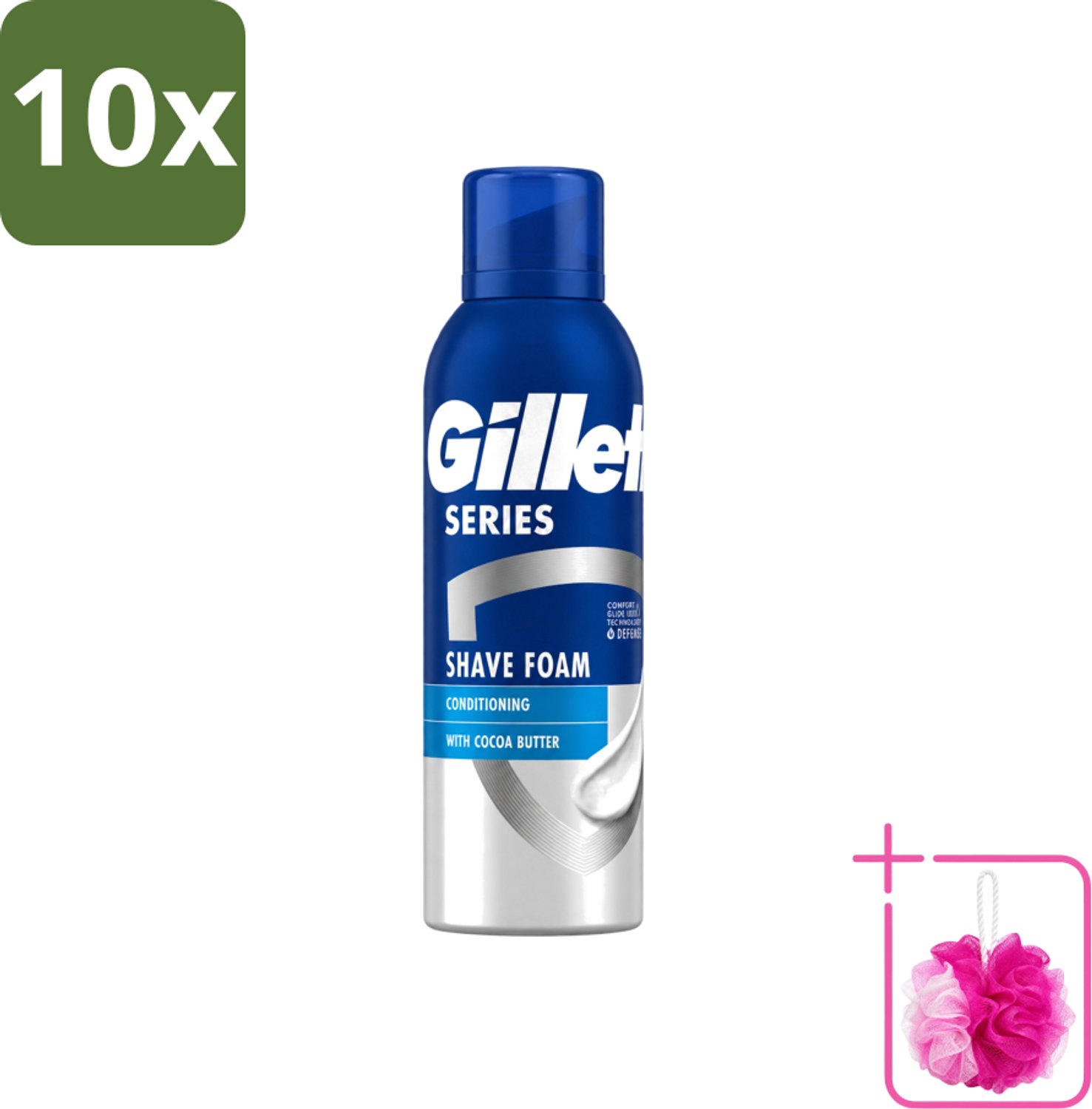10 x Gillette - Series - Scheerschuim - Met Cacaoboter - 250 ml - Bulkverpakking - Scheerbeurt - Douchemop - Scheerschuim