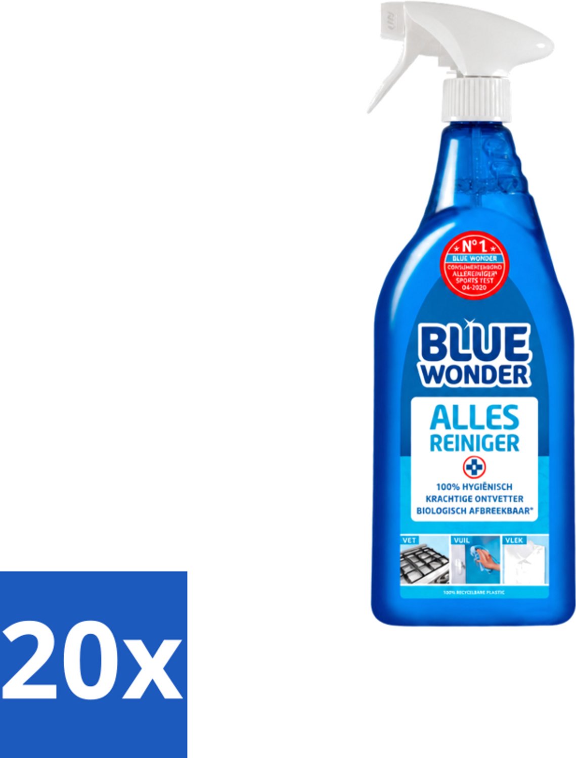 20 x Blue Wonder - Allesreiniger Spray - Krachtige Ontvetter - 750 ml - Voordeelverpakking - 20 stuks