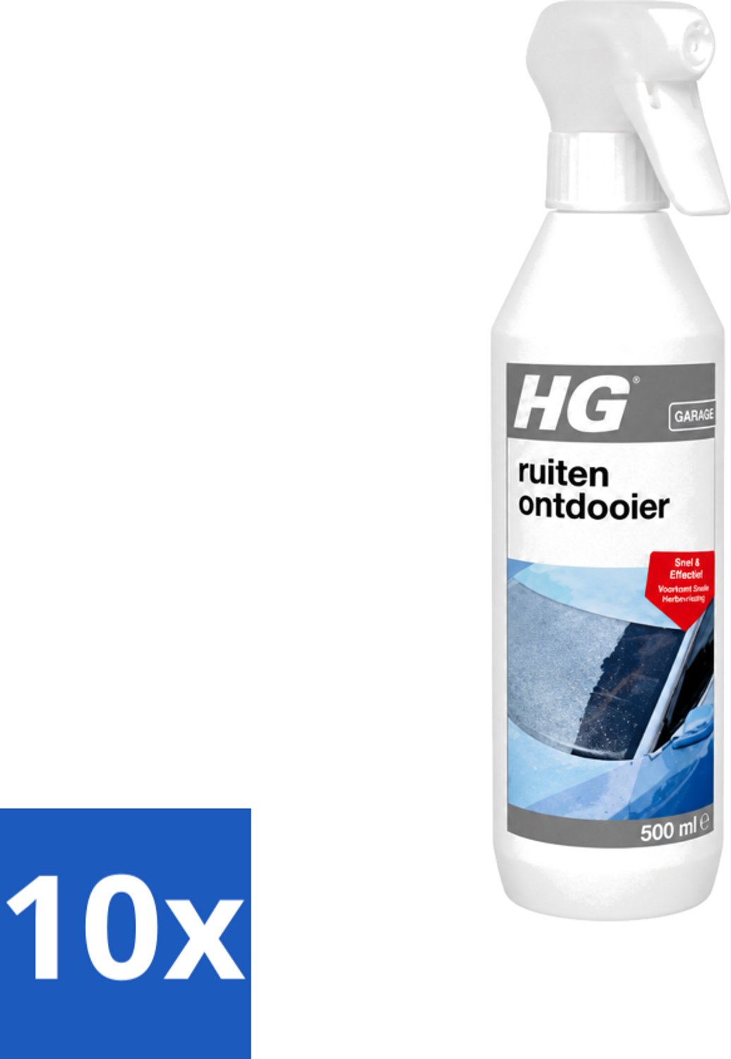 10 x HG - Ruitenontdooier Spray - Snel & Effectief - Voorkomt Snelle Herbevriezing - 500 ml - Voordeelverpakking - 10 stuks