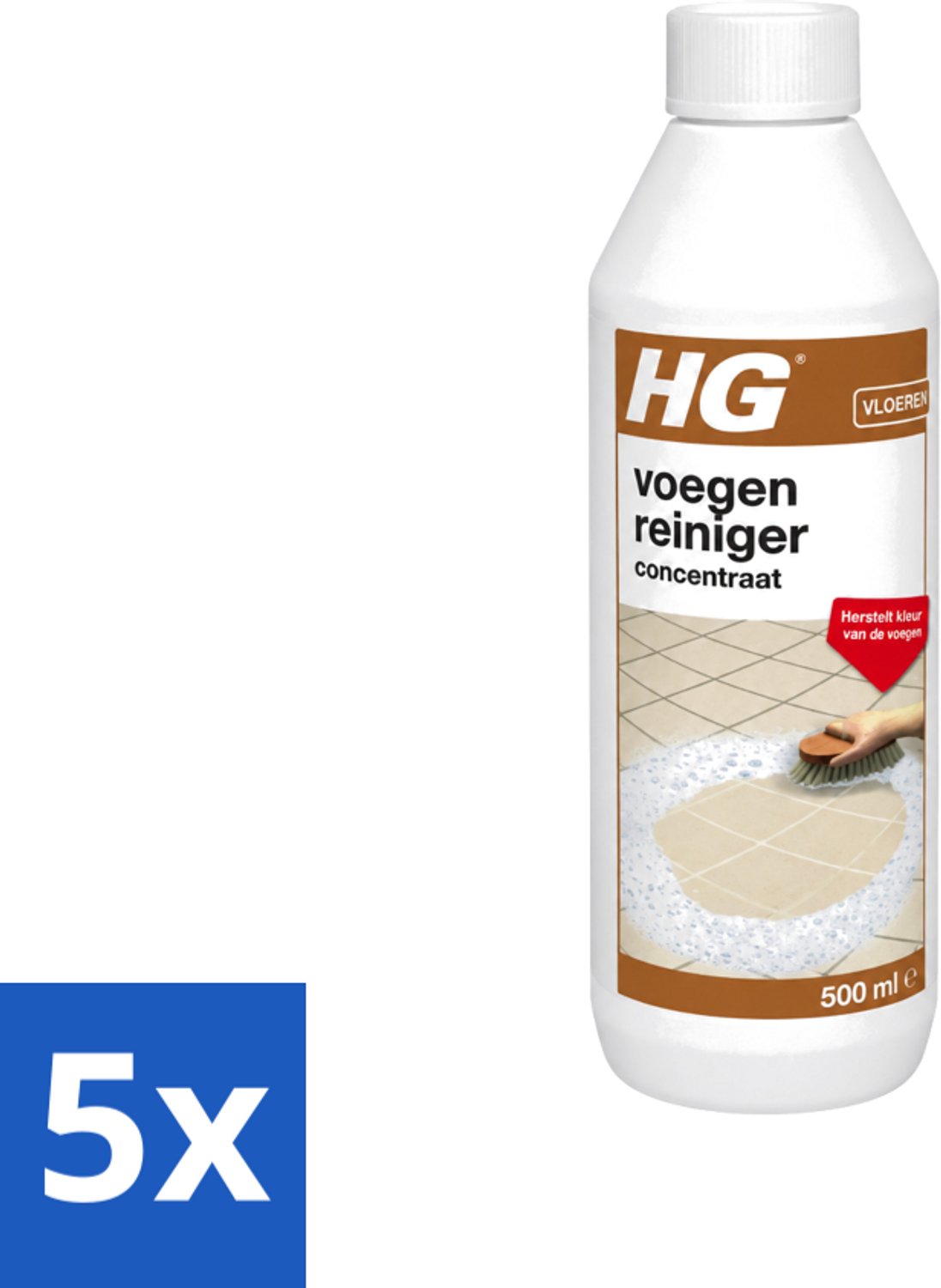 5 x HG - Vloeren - Voegenreiniger - Concentraat - Herstelt Kleur - 500 ml - Voordeelverpakking - 5 stuks