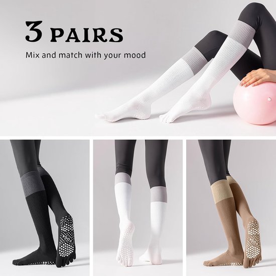 Dames Antislip Sokken voor Yoga & Pilates - 3 Paar — afbeelding 4
