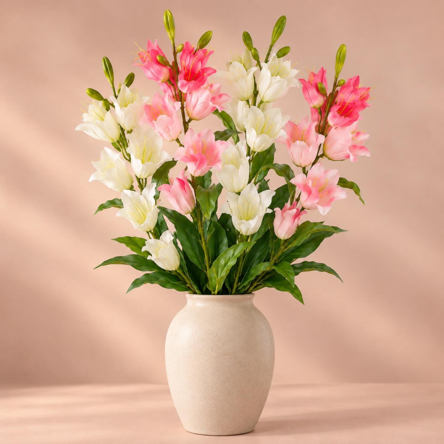 Mica Decorations Boeket Kunstbloemen Campanula takken - H71 cm - roze en wit - 6x stelen - met kleine bloemetjes