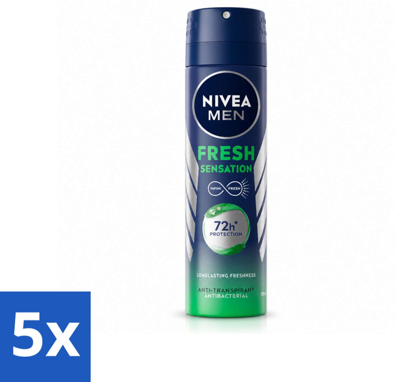 5 x NIVEA MEN - Deodorant Spray - Fresh Sensation - 150 ml - Voordeelverpakking - 5 stuks