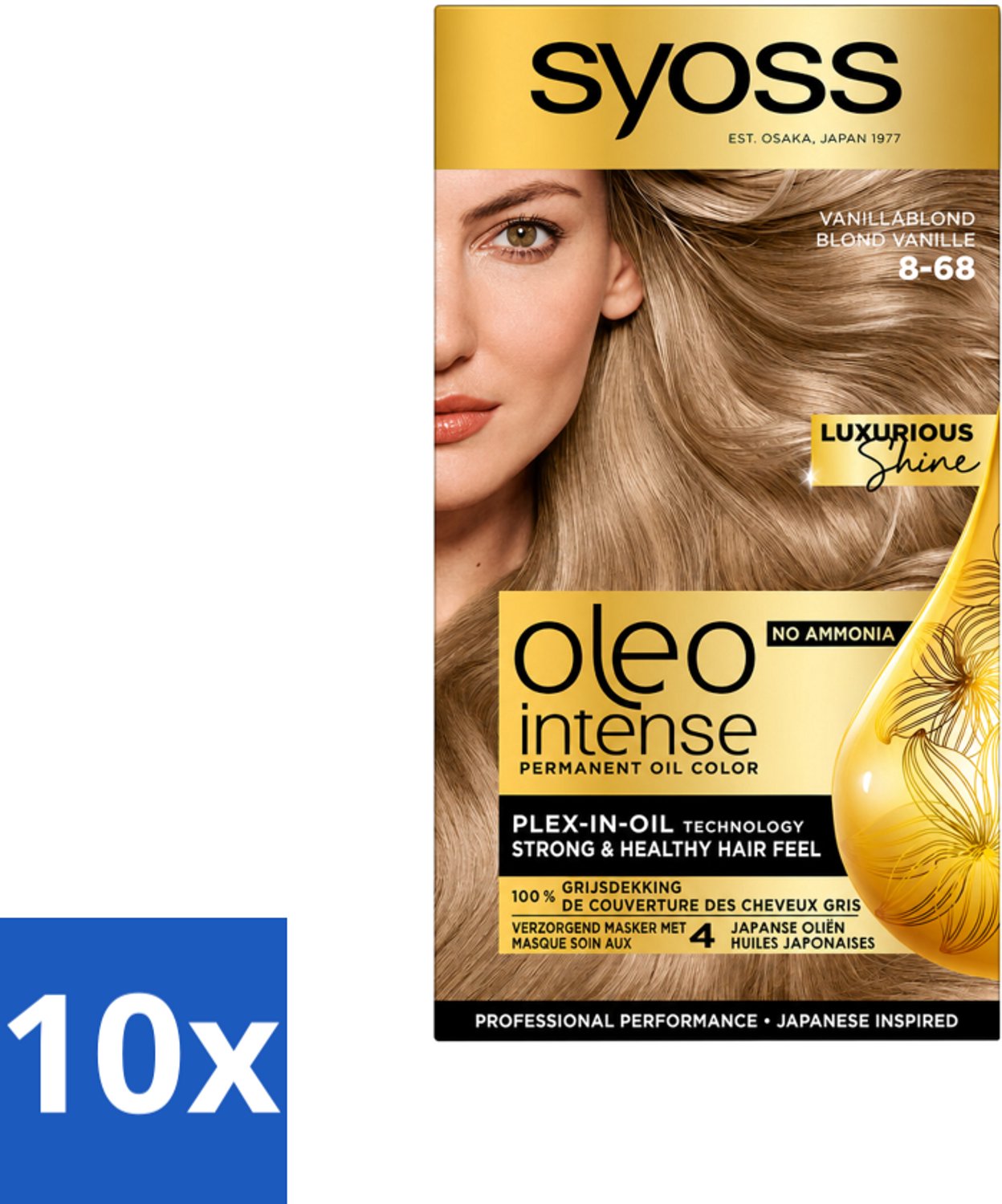 10 x SYOSS - Oleo Intense 8-68 Vanillablond - Haarverf - Zonder Ammoniak - Grijsdekking - Langdurige Kleur - Voordeelverpakking - 10 stuks