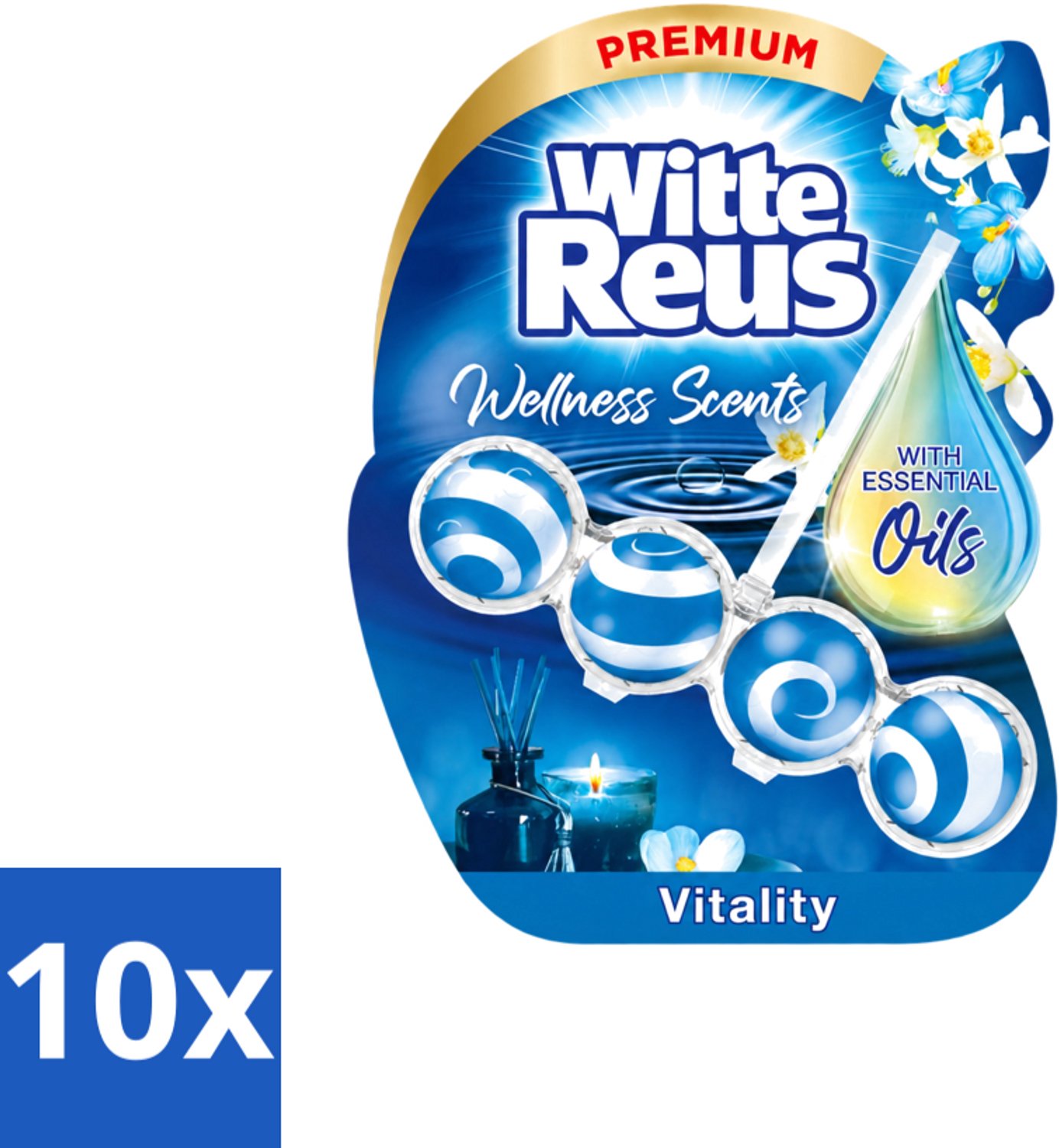 10 x Witte Reus - Wellness Scents Toiletblok - Vitality - 1 Toiletblok - Voordeelverpakking - 10 stuks