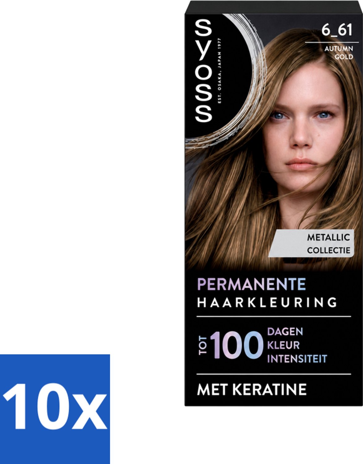 10 x SYOSS - Coloration 6-61 Autumn Gold- Haarverf - Grijsdekking - Vermindert Haarbreuk - Voordeelverpakking - 10 stuks
