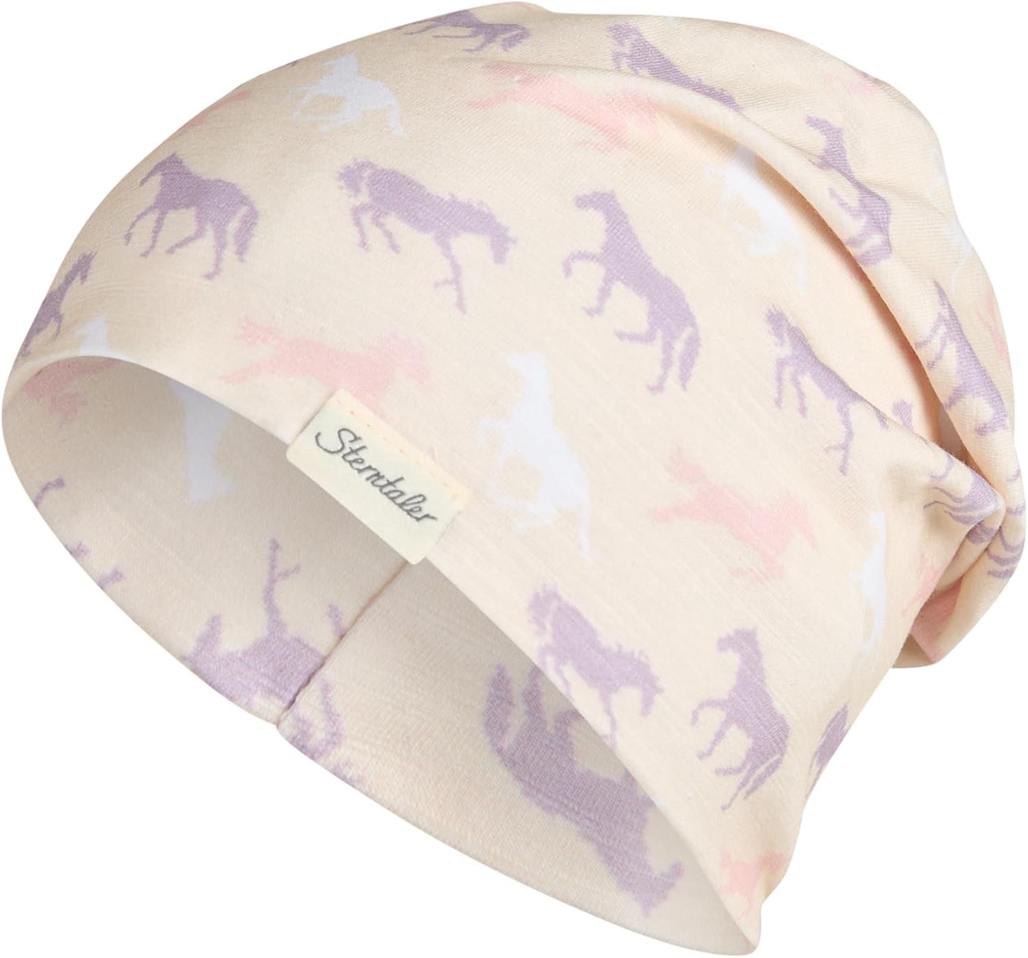 Sterntaler Meisjes Muts Beanie Paarden Print Ecru Maat 51