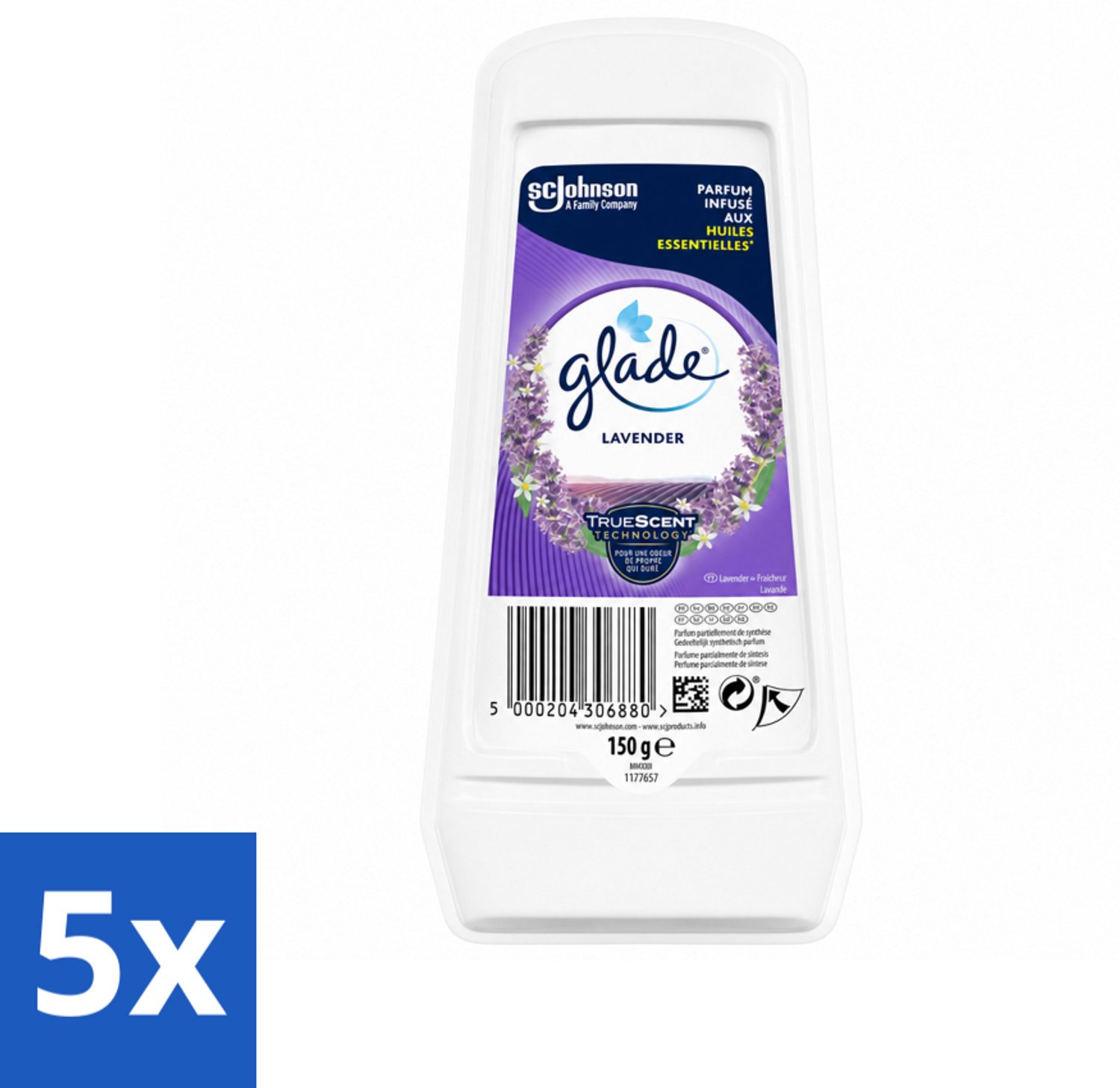 5 x Glade - Gel - Tranquil Lavender & Aloë - 150 g - Voordeelverpakking - 5 stuks
