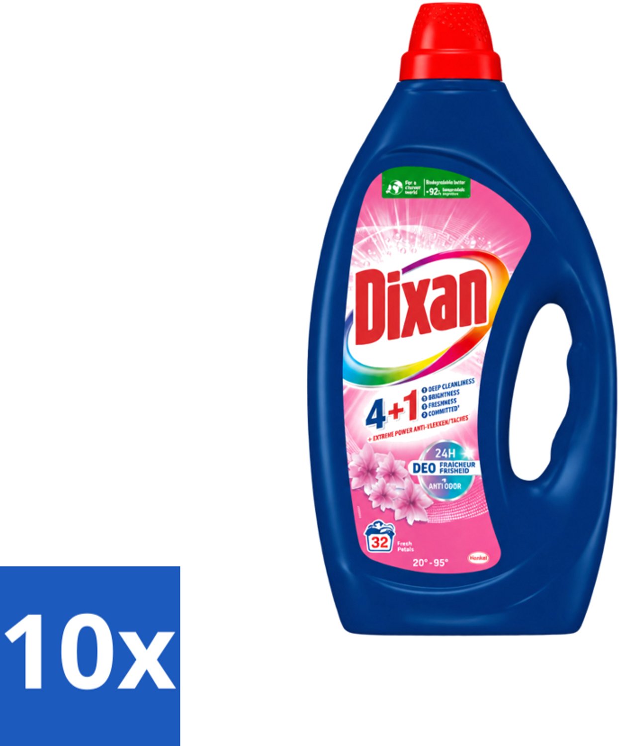 10 x Dixan - Vloeibaar wasmiddel - Fresh Pink - 32 wasbeurten - Voordeelverpakking - 10 stuks