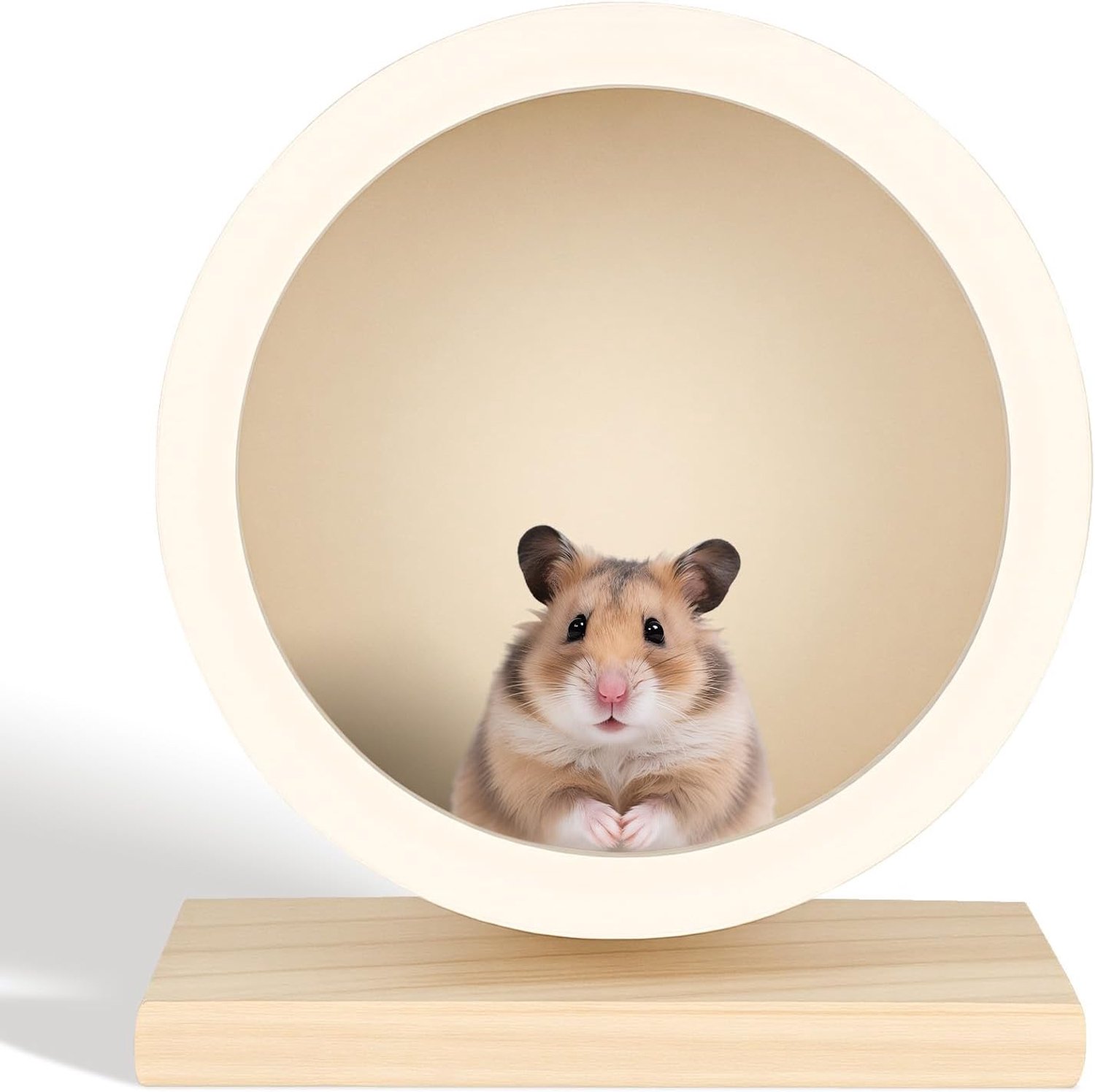 Hamsterwiel van hout, 14,5 cm loopfiets hamster met stille pads, hamsters, hamsteraccessoires, dwerghamsteraccessoires, voor rust en beweging van hamsters, gerbilzen, ratten