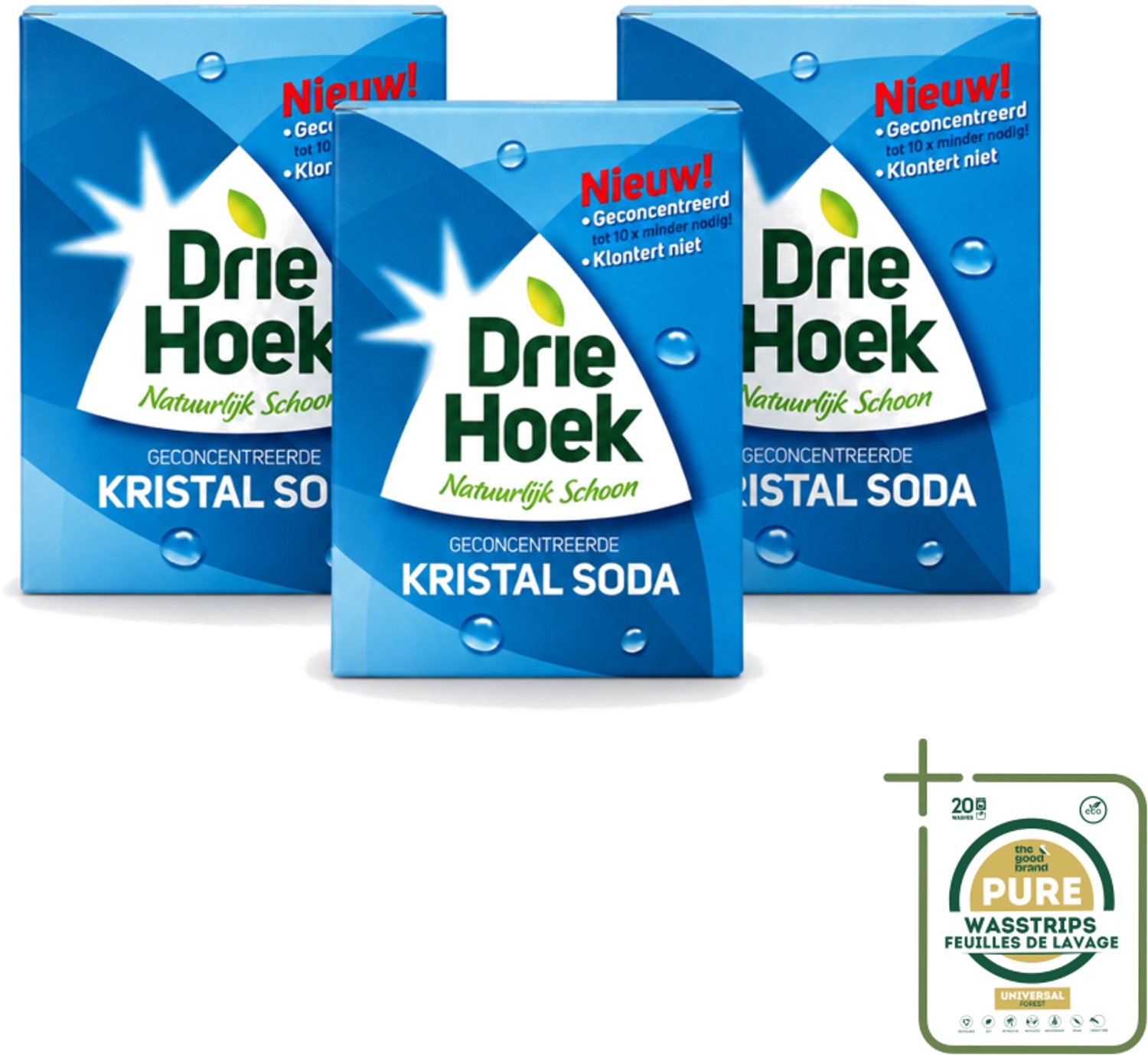3 x Driehoek – Kristal Soda – 600 gr - Wasstrips - Schoonmaakmiddel - Kristal Soda - Vuil Verwijderen - Hardnekkig Vuil - Geuren Verwijderen